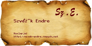 Szvák Endre névjegykártya
